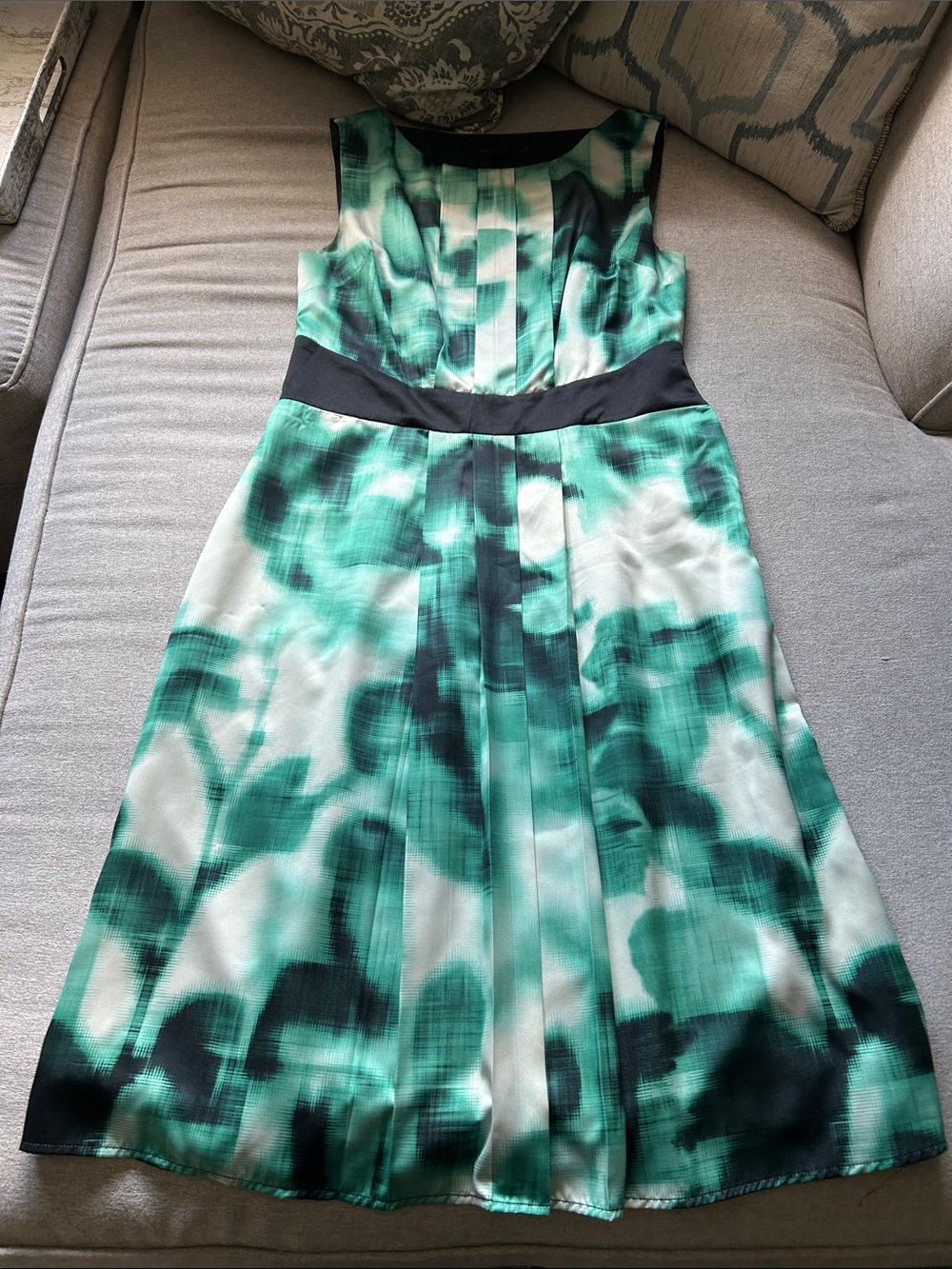 The Limited Green and Black Sleeveless Midi Dress